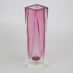 Vintage Murano Sommerso Glasvase – Handbearbeitetes Kunstglas – 20 cm – Cranberry Rosa Glas – Vetri Murano Mid-Century Modern