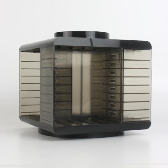 Vintage 70’s Space Age Cassette Tape Holder – Retro Rotating Storage Stand Mid-Century Modern Decor