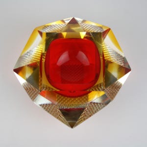 1960&#39;s Murano Sommerso Faceted Glass Bowl by Flavio Poli – Mid-Century Modern Italian Art Glass