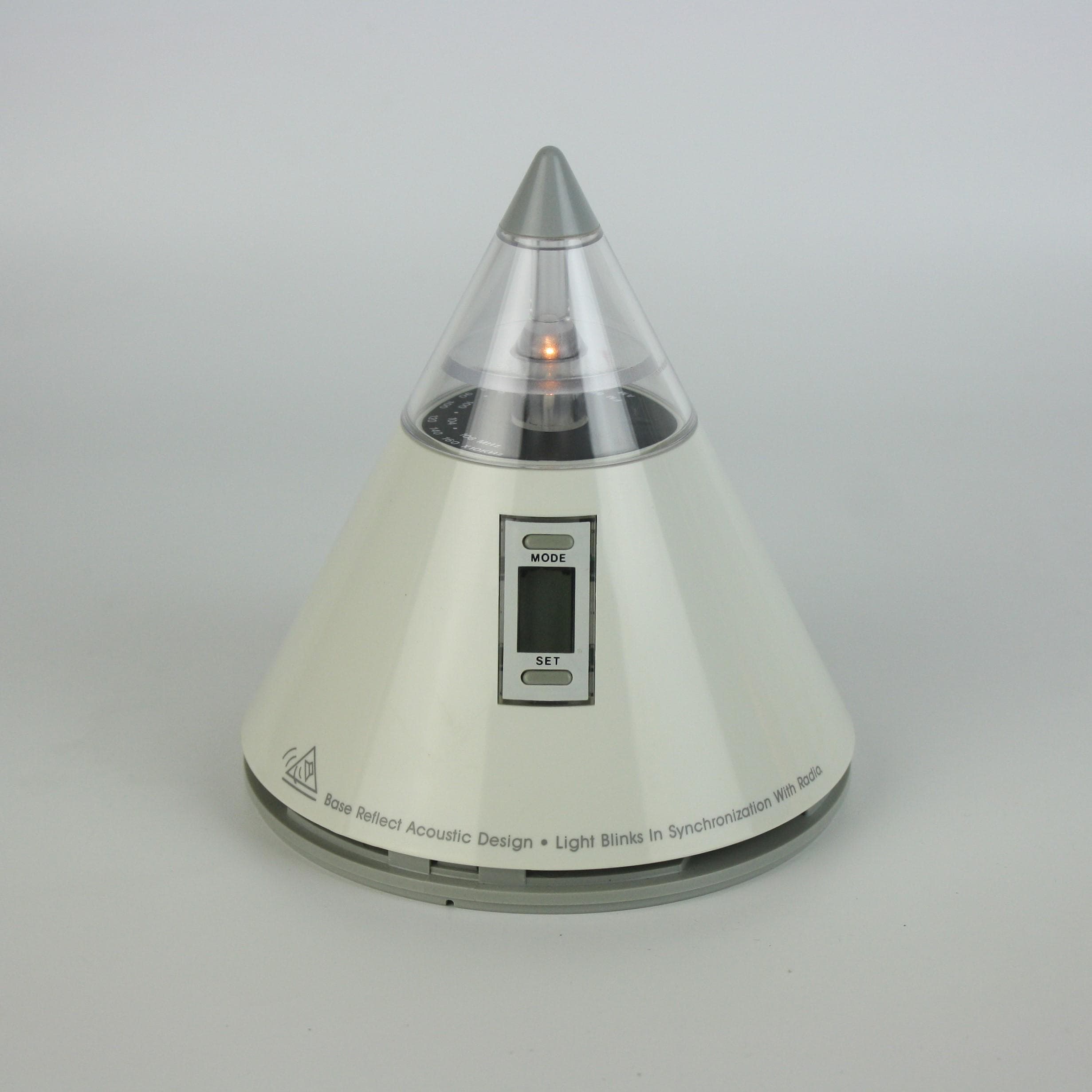 Space Age Conical Radio 0n Live AM/FM  Alarm Clock Blinking Light , 80's Minimal Design