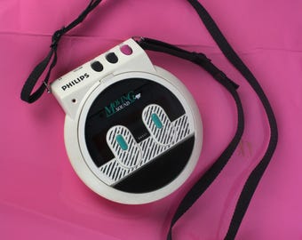 Vintage Philips Moving Sound Walkman Cassette Player , Retro 90s Portable Music Player with Strap , Rare Philips Tape Player