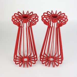 Vintage 90s IKEA Red Wire Candle Holders by Ehlen Johansson — Scandinavian Modern Design, Set of 2, 23 cm Tall