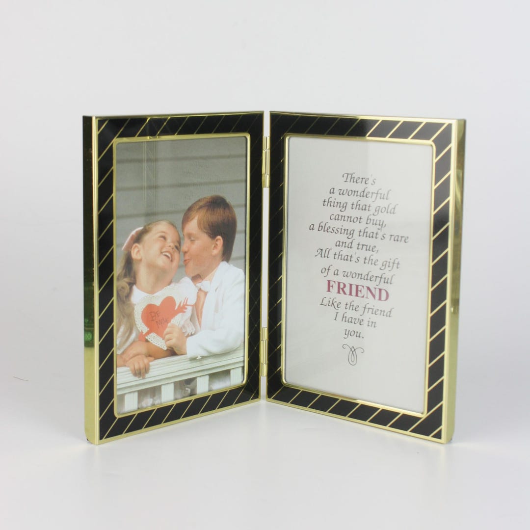 Vintage 70s Gold Black Double Photo Frame, Hinged Twin Retro Decor - Etsy