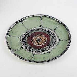 Penny Evans Studio Pottery Plate – Australian Ceramic Art, Sgraffito Decor