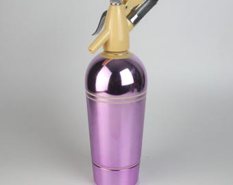 Jaren 50 Kayser Soda Siphon – Australische vintage Seltzer-fles – Bargerei uit het midden van de eeuw – Roze en chroom Retro Home Bar Decor