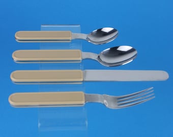 Vintage 1970s Sango Cutlery Set – 24 Piece Stainless Steel, Cream Handle Flatware