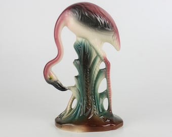 Vintage roze flamingo-beeldje uit de jaren 50 – Californisch aardewerkstandbeeld uit het midden van de eeuw