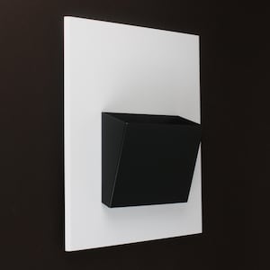 Vintage 80&#39;s Minimalist Wall Sconce , Black and White Geometric Light Fixture , Up or Down Wall Mount Lamp, 28x24cm Modern Design