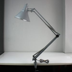 Vintage 1960s Adjustable Desk Lamp | Industrial Architect Task Light | Mid-Century Modern Retro Lamp with Star Detail Shade