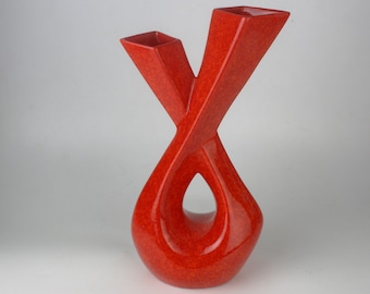 Jarrón de cerámica Roberto Rigon Bertoncello de los años 60 con esmalte rojo lava.