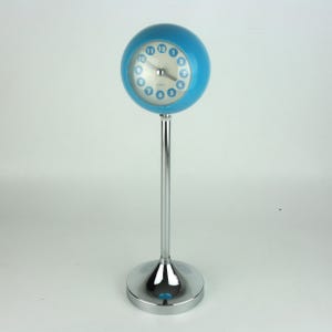Vintage Light Blue Telescopic Eyeball Alarm Clock, Vintage Floor Clock With Light