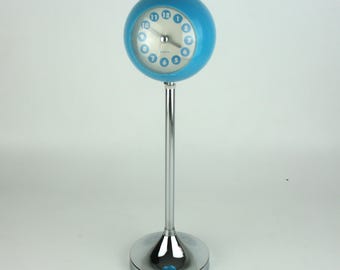 Vintage Light Blue Telescopic Eyeball Alarm Clock, Vintage Floor Clock With Light
