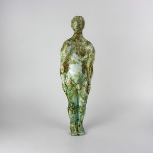 1960s Greek Studio Pottery Sculpture | Glazed Ceramic Human Figure | Vintage Mid Century Art | Unknown Artist