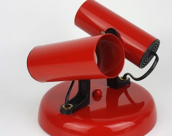 Faretto da soffitto regolabile in metallo rosso italiano degli anni '80 NOS / Lampada da soffitto moderna di metà secolo