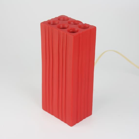 Vintage 80s Red Rubber Brick Lamp – Postmodern Memphis Decor