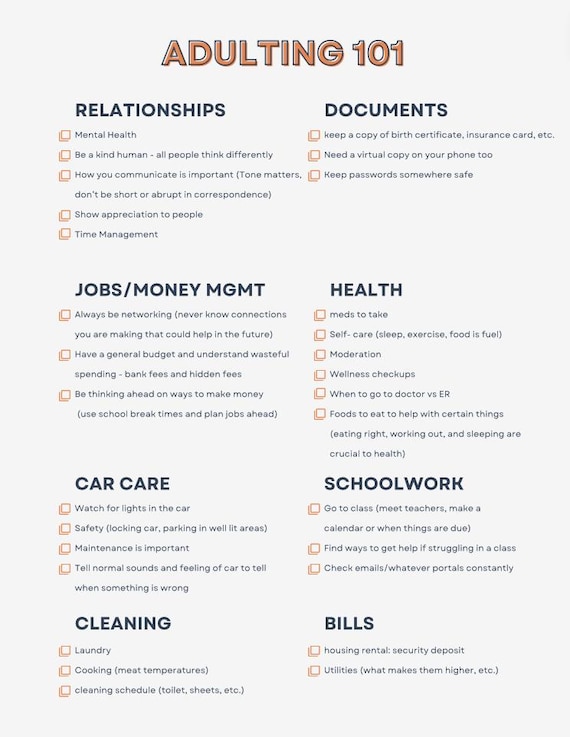 Instant Download of Adulting 101 Page Life Lessons Teenagers