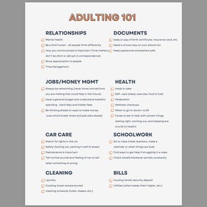 Instant Download of Adulting 101 Page Life Lessons Teenagers College ...