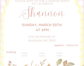 Tea Party Invite Printable Invitation Senior Party Birthday Bachelorette Garden Party Bridesmaids Luncheon