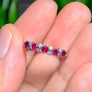 Rubin Ehering Sterlingsilber stapelbar Ring Jahrestag Geschenk Juli Birthstone