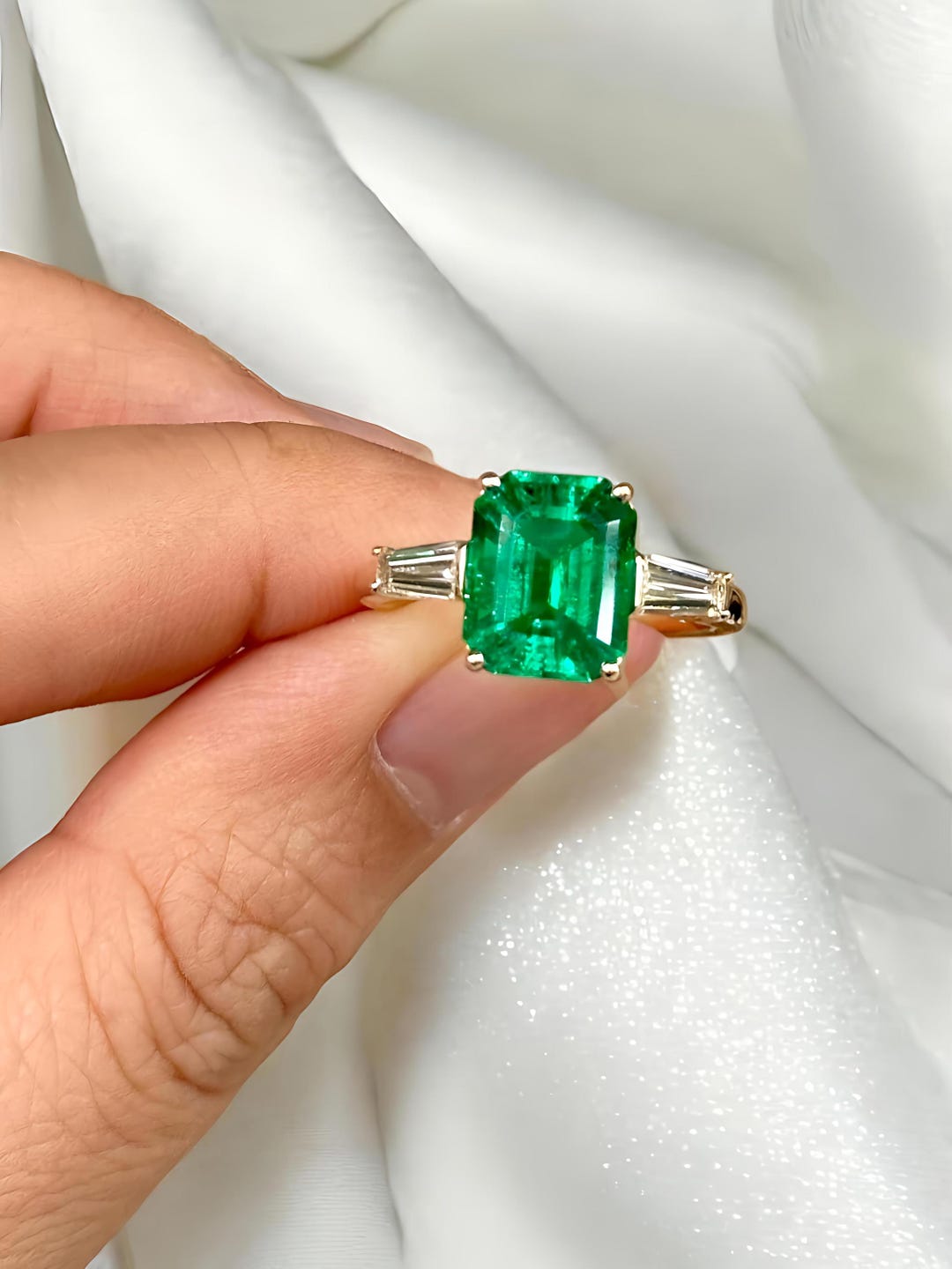Emerald Cut Emerald Ring | Sterling Silver - Etsy