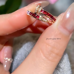 Ruby Wrap Ring with CZ Accents – Elegant Open Band Sterling Silver Ring