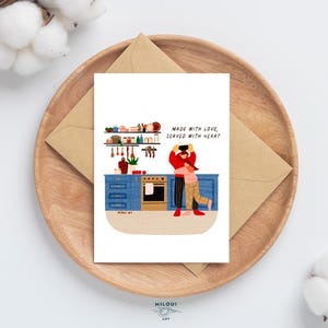 Cartoline Made with Love, citazioni adorabili e illustrazioni colorate, stampe artistiche per amanti del cibo, decorazioni con scene di cucina, cartoline Love in the Air