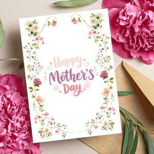 Tarjeta imprimible del Día de la Madre, tarjeta digital del Día de la Madre, tarjeta de regalo para mamá, tarjeta del Día de la Madre para imprimir, tarjeta digital floral del Día de la Madre