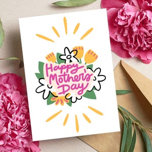 Tarjeta imprimible del Día de la Madre, tarjeta digital del Día de la Madre, tarjeta de regalo para mamá, tarjeta del Día de la Madre para imprimir, tarjeta digital floral del Día de la Madre
