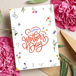 Feliz Día de la Madre, Tarjeta Digital del Día de la Madre, Tarjeta Imprimible del Día de la Madre, Tarjeta de Felicitación Digital para Mamá, Tarjeta Imprimible del Día de la Madre, Tarjeta Floral