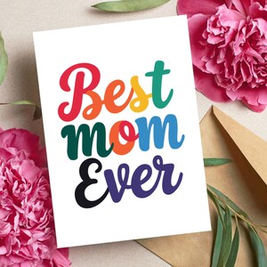 Tarjeta imprimible "La mejor mamá del mundo", tarjeta digital para el Día de la Madre, tarjeta de regalo para mamá, tarjeta imprimible para el Día de la Madre, tarjeta digital "Feliz Día de la Madre".