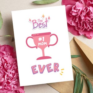 Tarjeta imprimible "La mejor mamá del mundo", tarjeta digital para el Día de la Madre, tarjeta de regalo para mamá, tarjeta imprimible para el Día de la Madre, tarjeta digital para el Día de la Madre.