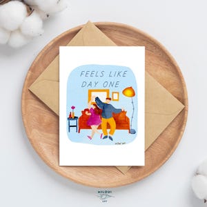 Postal de bellas artes de amantes del baile, tarjeta del Día de San Valentín con sentimientos del primer día, ilustración colorida, impresiones artísticas, regalos de papelería, regalo para amantes