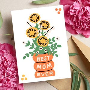 Tarjeta imprimible "La mejor mamá del mundo", tarjeta digital para el Día de la Madre, tarjeta de regalo para mamá, tarjeta imprimible para el Día de la Madre, tarjeta digital "Feliz Día de la Madre".