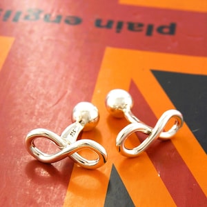 Sterling Silver Infinity Cufflinks For Groom Cufflinks Classic Cuff Links Shirt Chunky Cufflinks Infinity Fathers Day Gift