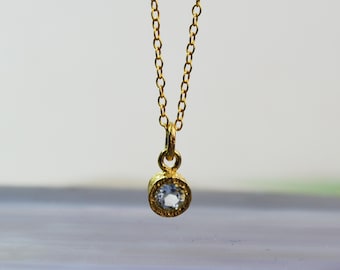 Collier aigue-marine en or Colliers délicats en or Mars Collier avec pierres de naissance Bijoux en pierres précieuses Pendentif pierre bleue en argent sterling