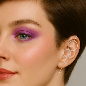 Sterling zilveren dubbele cirkel oorspeld oorbellen klimmer ongebruikelijke oor manchet sterlingzilver gotische punk sieraden helix haak oorbellen