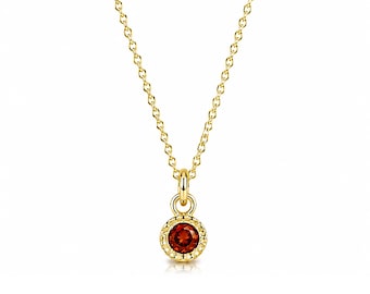 Dainty Gold Necklace Garnet Necklace Gold January Birthstone Pendant Red Gemstone Pendants