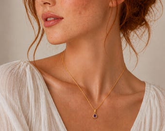 Amethyst Necklace Gold February Birthstone Pendant Gold Gemstone Necklaces