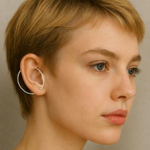 Sterling Silber Hoop Ohr Manschette Ohrringe Kreis Ohrringe Ausgefallene Ohr Kletterer Ohr Crawler Draht Ohrringe Minimalistischer Gothic Schmuck Ohrhaken