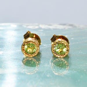 Peridot Earrings Gold Stud Earrings August Birthstone Chunky Studs Sterling Silver
