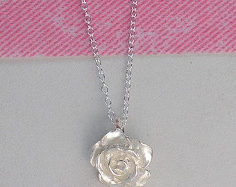 Rose Flower Necklace Sterling Silver Floral Pendant Dainty Jewelry Gift Minimalist Necklace Gift for Her