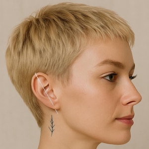 Orecchini a perno con barra in argento sterling, orecchini a clip con ago futuristico, orecchini a gancio con elica singola