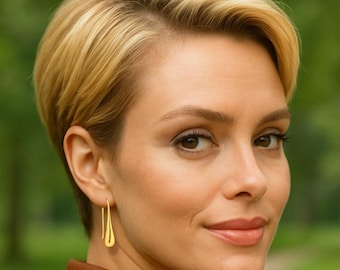 Gold Plated Silver Teardrop Earrings – Modern Minimalist Drop Earrings - Handmade Gold Earrings