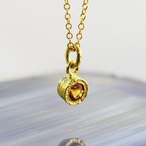 Genuine Citrine Necklace Gold November Birthstone Necklaces Dainty Gold Pendant Gemstone Necklace Sterling Silver
