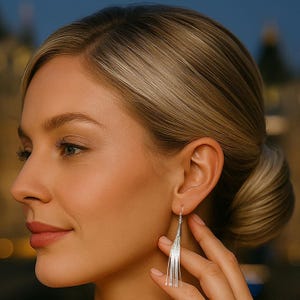 Liquid Silver Tassel Earrings Sterling Silver Chain Earrings Drop Statement Long Dangle Earrings