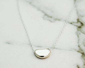 Bean Necklace Sterling Silver Cute Charm Necklace Dainty Jewelry Set Coffee Bean Pendant