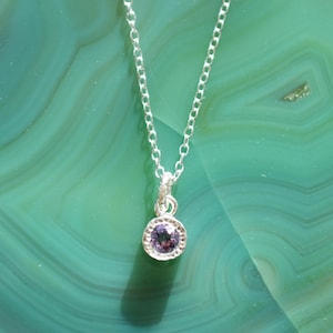 Amethyst Halskette Sterling Silber Dainty Februar Birthstone Halskette Edelstein-Halskette Cute