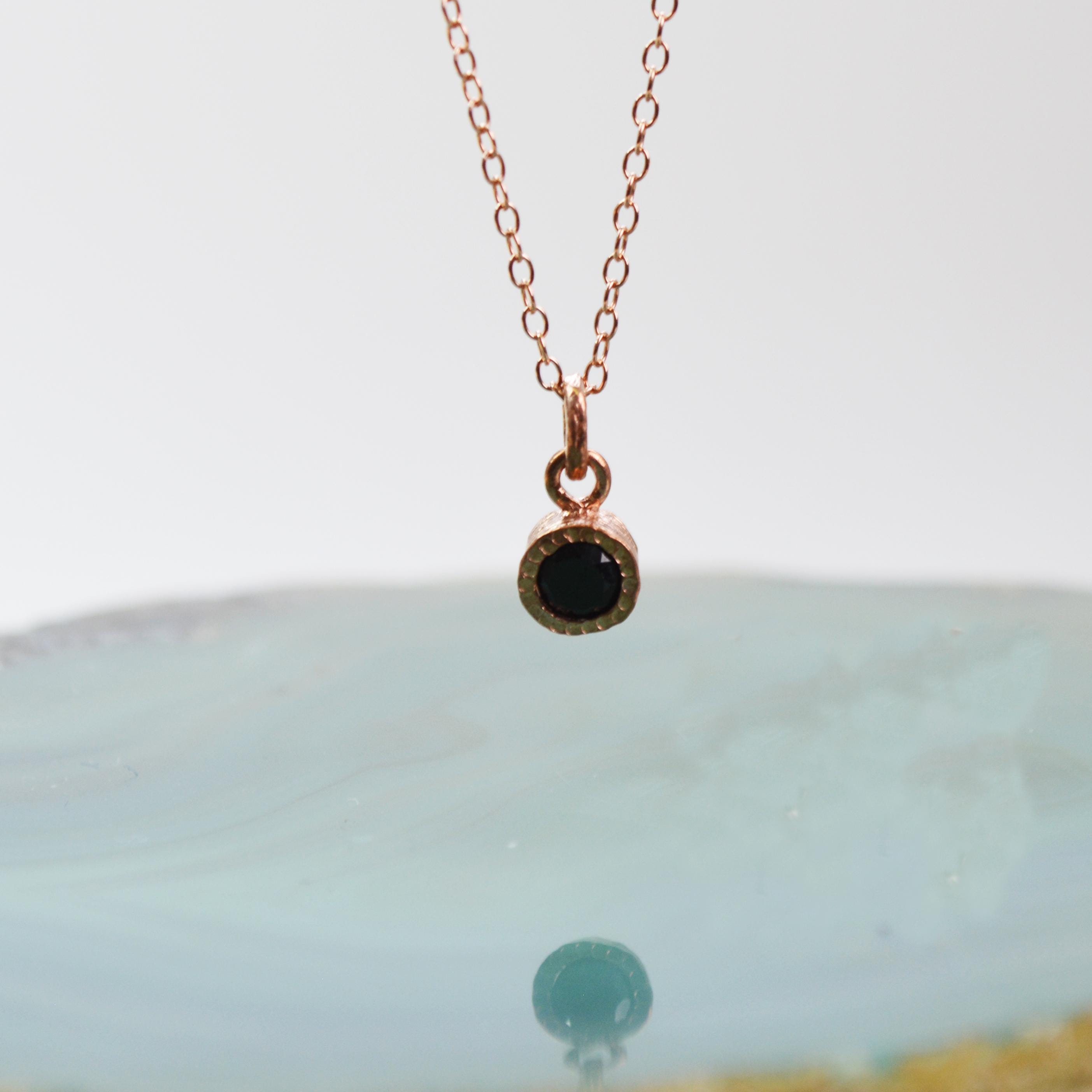 Rose Gold Gemstone Necklace Black Onyx Necklace Dainty Rose Gold Necklaces Black Stone Pendant Rose Gold Everyday Necklace