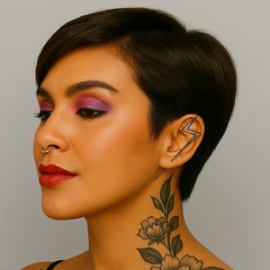 Black Lightning Bolt Ear Cuff Earrings Black Silver Ear Pin Climber Earrings Unusual Ear Cuffs Helix Hoop Earring Needle Bar