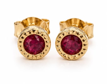 Ruby Earrings Gold Stud Earrings July Birthstone Earrings Gold Pink Stone Studs Dainty Gold Earrings